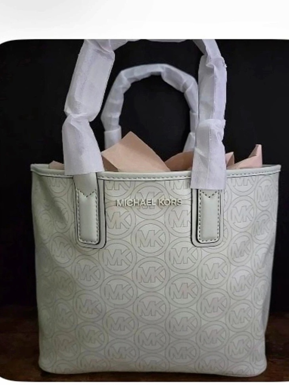 Michael Kors Jet Set Travel Small Logo Top-Zip Tote Bag White NWT